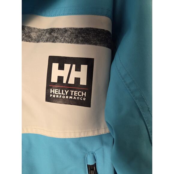 HH HELLY HANSEN TECH PERFORMANCE Sailing Offshore Sky Blue Hooded Jacket Size M - Picture 2 of 12